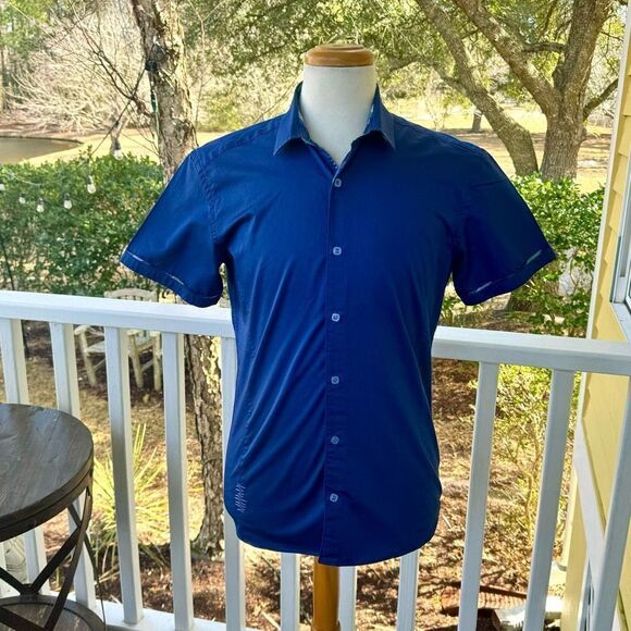 Stone Rose Navy Short Sleeve Shirt. Size 2/ US Small. - Picture 9 of 9